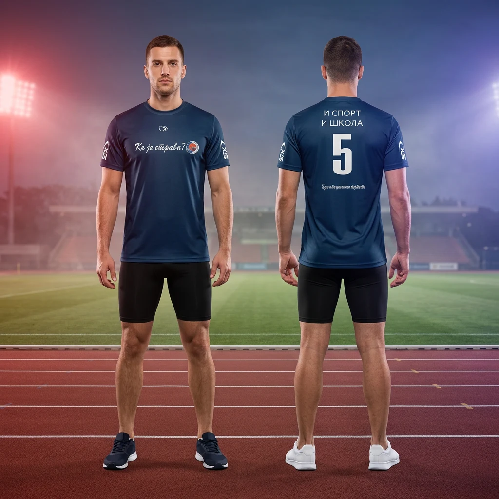 Duks ili majica Sportex po meri kluba — model 23, prednji i zadnji prikaz na sportistima