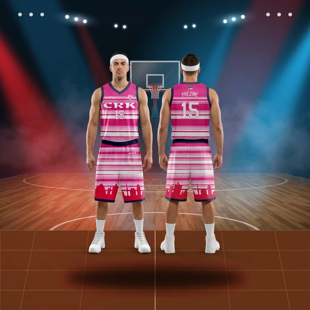 Košarkaški dres i šorc Sportex — model 10, klupski komplet, prednji i zadnji prikaz na košarkašima