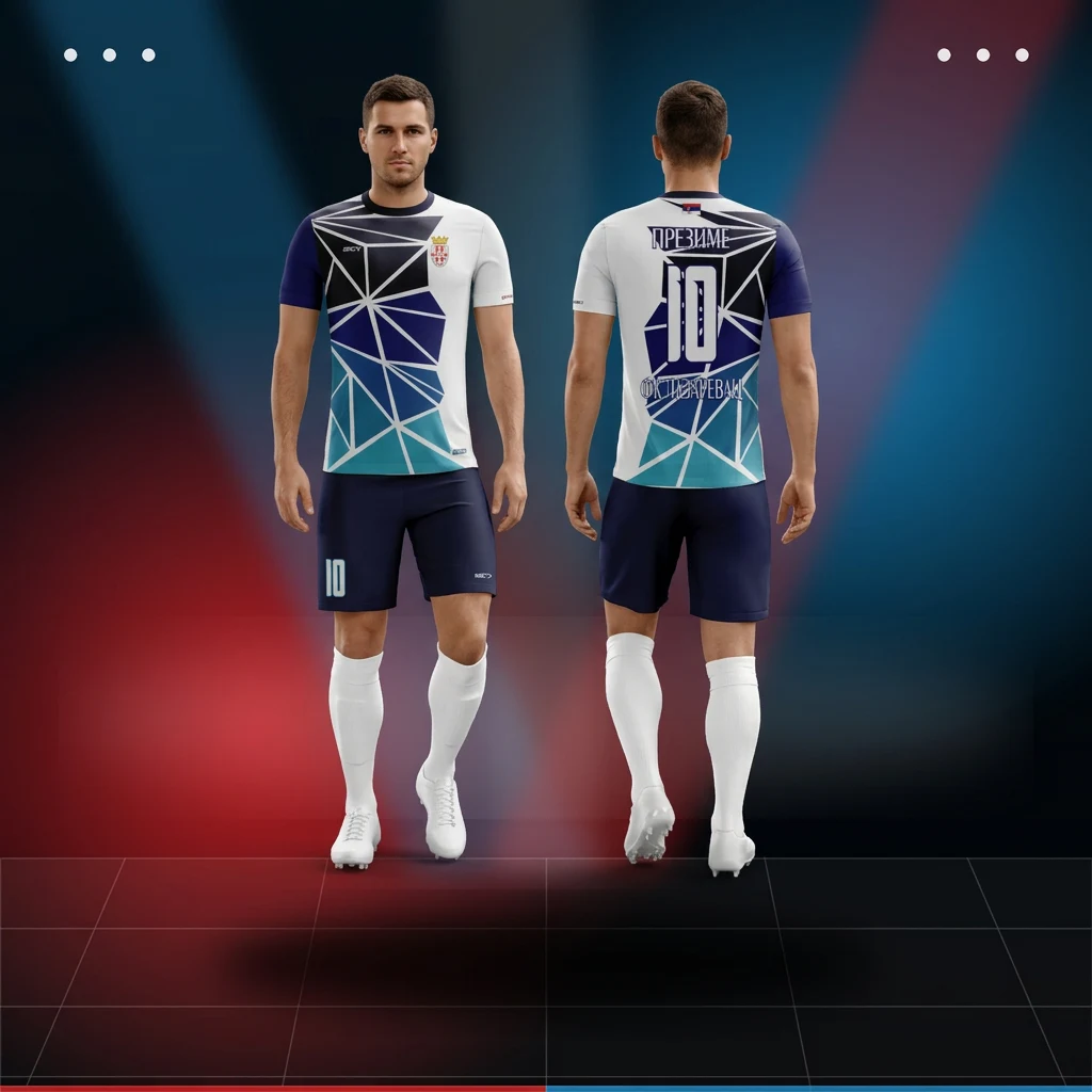 Fudbalski dres, šorc i štucne Sportex — model 20, prednji i zadnji prikaz na fudbalerima