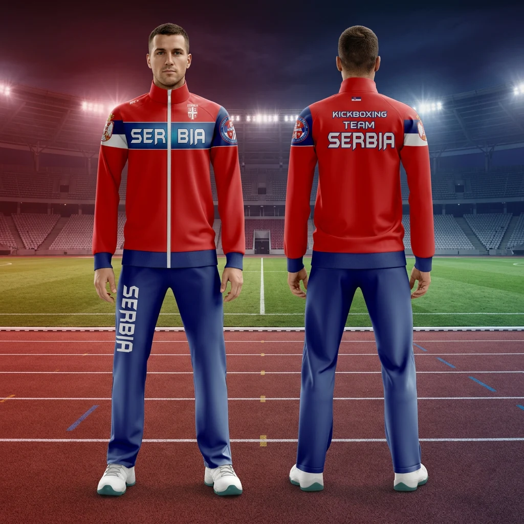 Sportska trenerka Sportex po meri kluba — model 21, prednji i zadnji prikaz na sportistima