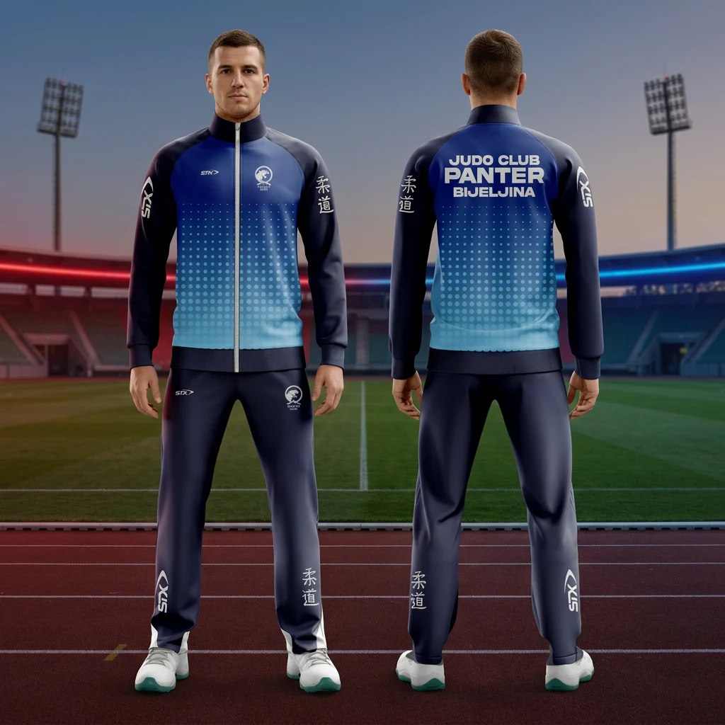 Sportska trenerka Sportex po meri kluba — model 24, prednji i zadnji prikaz na sportistima
